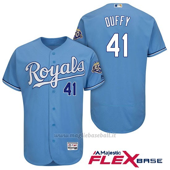 Maglia Baseball Uomo Kansas City Royals Danny Duffy Light Blu 50th Season Flex Base